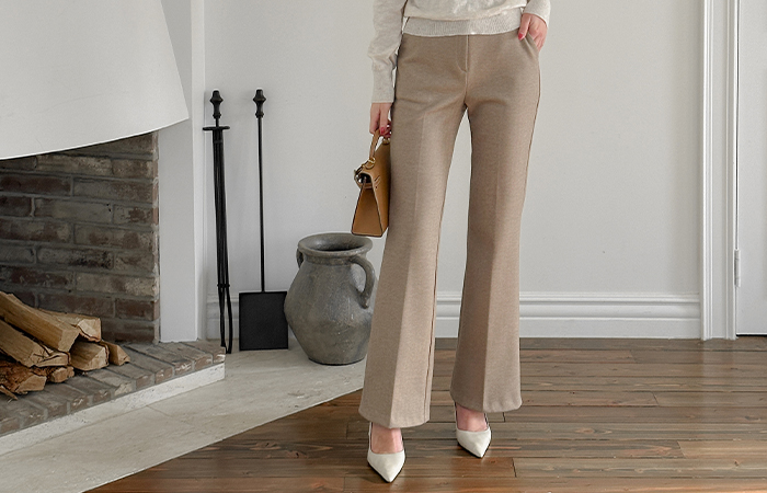 Official Tight Stretchy-Waist Boot-Cut Slacks (napping lining)