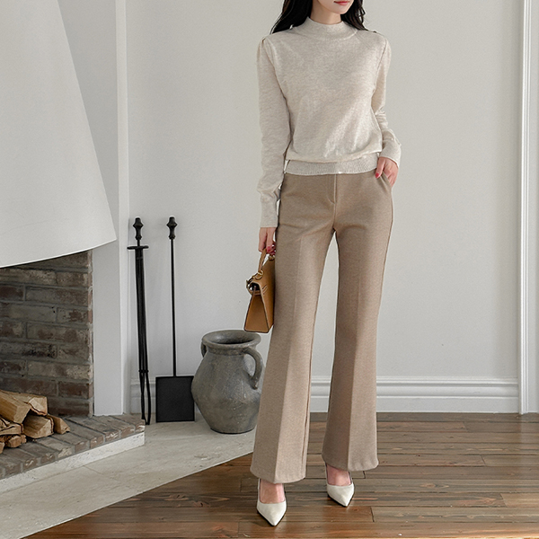Official Tight Stretchy-Waist Boot-Cut Slacks (napping lining)