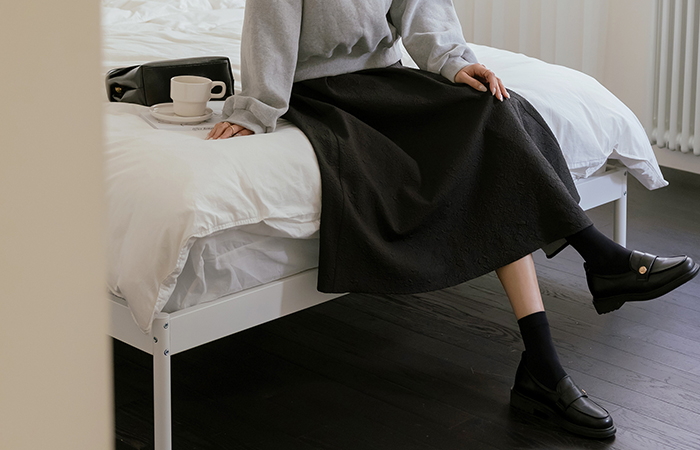 Volume A-line Jacquard Long Skirt