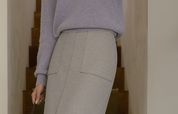 베러댄 Double Pocket Thick Wool Skirt