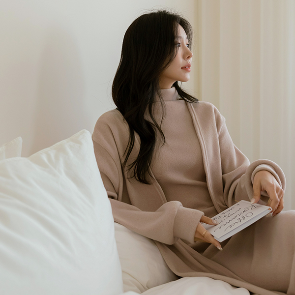 Peach Napping Day Mood Open Cardigan