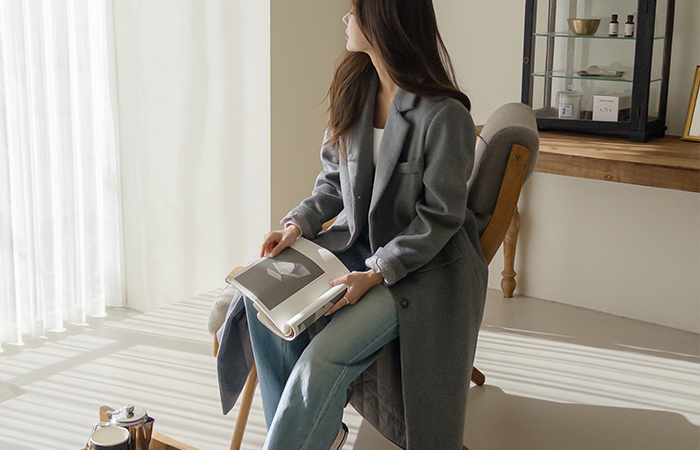 Simple 스트릿 Button Wool Long Coat