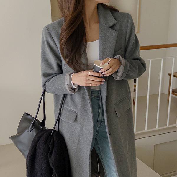 Simple 스트릿 Button Wool Long Coat