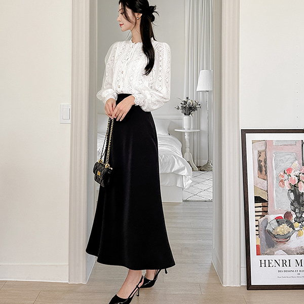 Feminine Satin Semi- Mermaid Long Skirt