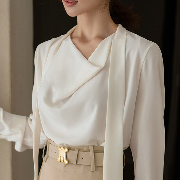 Elegance Cowl Neck Tie Blouse