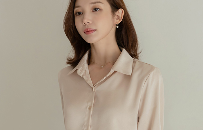 Simple Satin Glossy Shirt Blouse