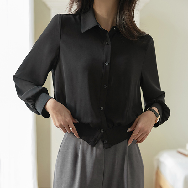 Easy ODE Sleeves&Hems Banding Blouse