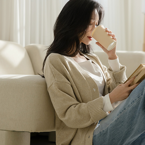 Macaron Color Simple loose fit Alpaca Cardigan