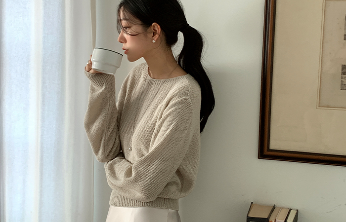 리버블 Boat Neck Bouclé Knit