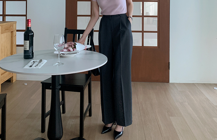 Ellin 원핀턱 Semi- Wide Slacks