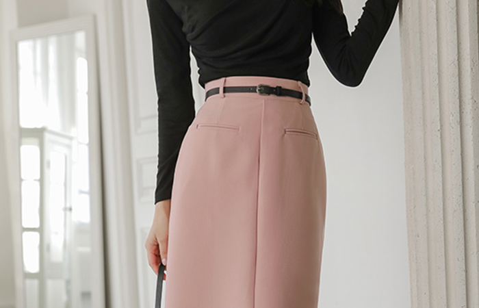 Fake Pocket Belt (Set) H-line Span Skirt