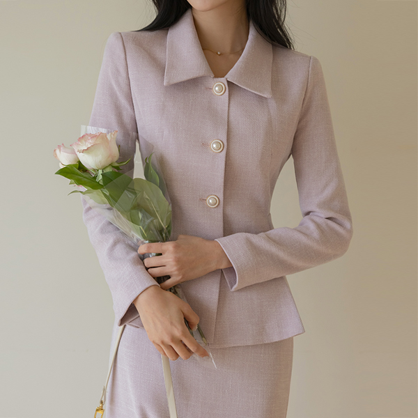 Spring Color Peplum Line Tweed Set-up Jacket