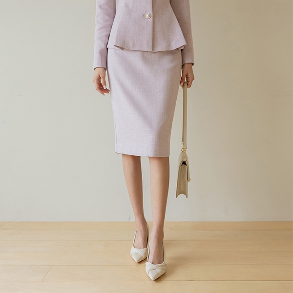 Spring Color H-line Tweed Set-up Skirt