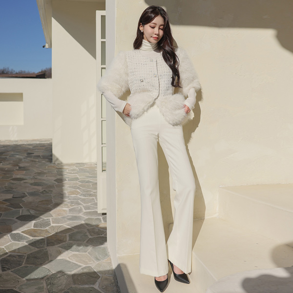 Tight Tension High-Waist Boot-Cut Long Slacks(winter)