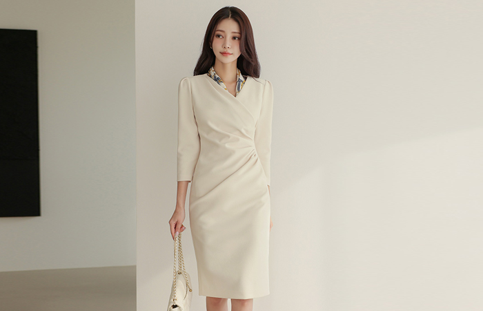 Shirring Span Wrab Dress(spring)