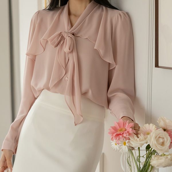 Feminine Chiffon Ribbon neckline Blouse Ⅱ