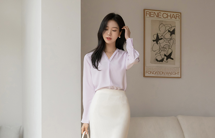 단아 Neckline Sleeves Pearl Blouse Ⅱ