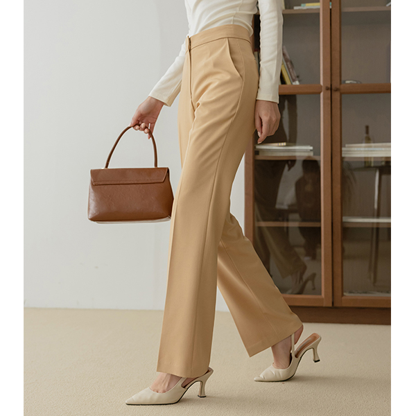 Modern High-Waist Semi- Boot-Cut Slacks