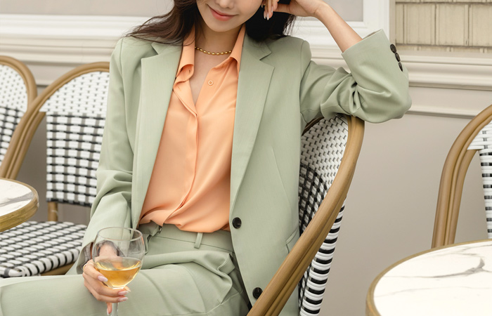 Spring Color Tailored Collar Simple Set-up Jacket