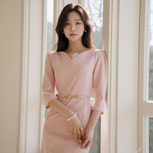 Classic Mood Belt (Set) Span Midi Dress