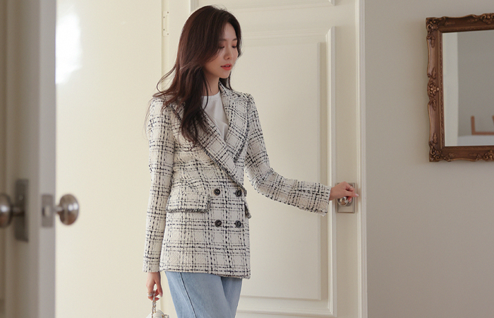 Cruise-Line Check Tweed Jacket