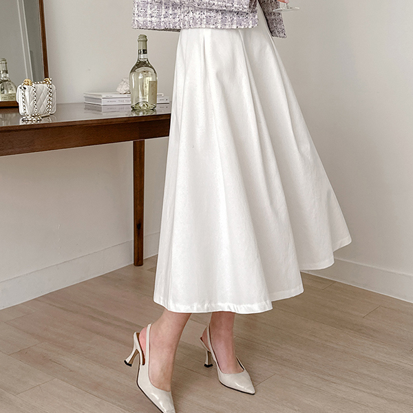 Spring Cotton Flared The Back Banding Long Skirt