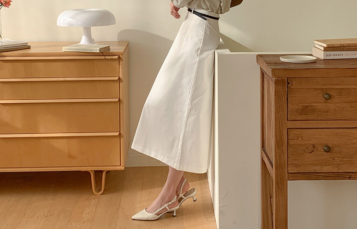 Feminine Belt (Set) Cotton Long Skirt