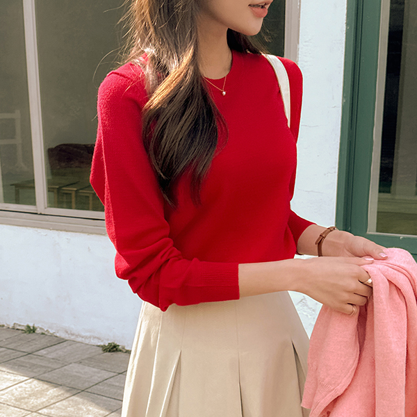 Every Day Cashmere Memory Raund neck Basic Knit