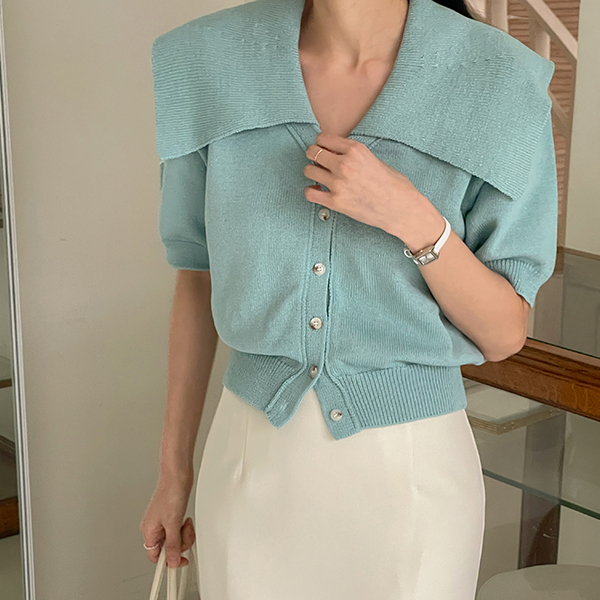 Lovely Wide Polo Knit Cardigan