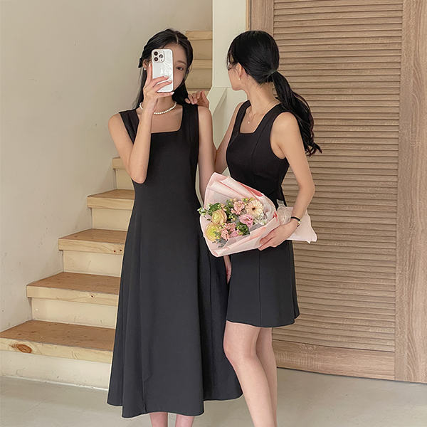 Modern Sleeveless Bag Buckle Detail Dress (Mini/Longver)