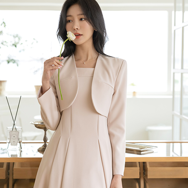 Pure Romantic Pintuck A-line Jacket layered Dress