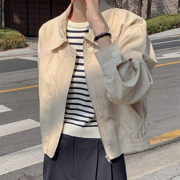 Spring Collar One-Button Blouson Jumper