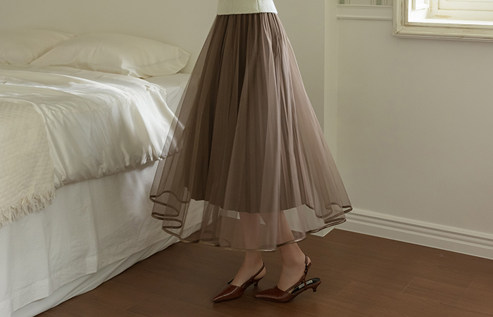 Romantic Hems Color Combination Two-way Tulle Skirt