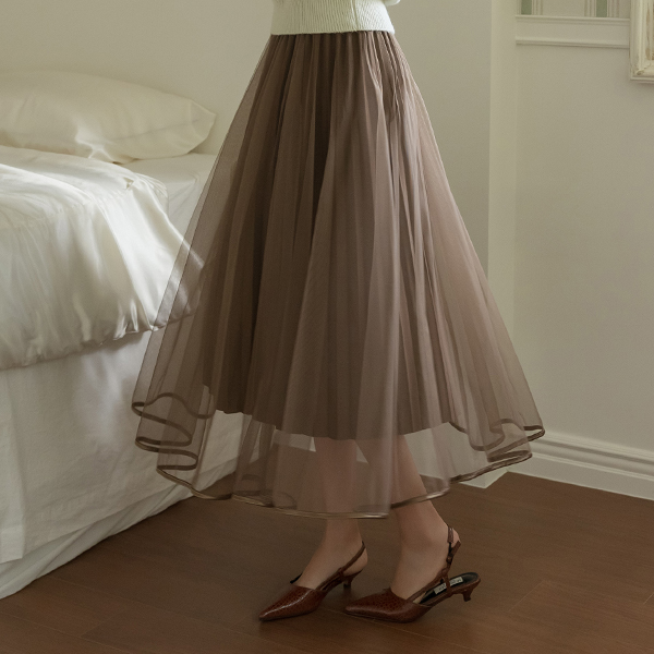 Romantic Hems Color Combination Two-way Tulle Skirt