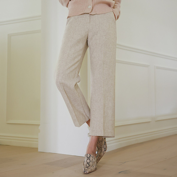 Classic Mood Straight Cropped Wool Slacks