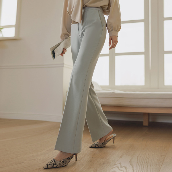 Mochi Span Semi- Boot-Cut Hidden Back Banding Slacks(Spring)