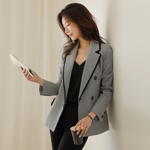 ODE Tassel Line Double-button Check Jacket