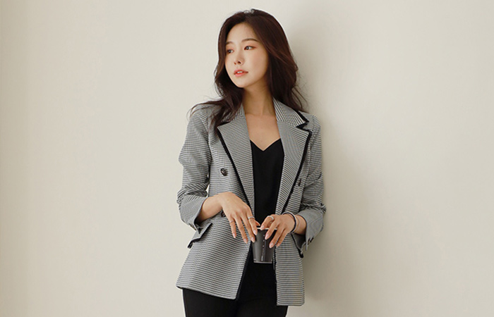 ODE Tassel Line Double-button Check Jacket