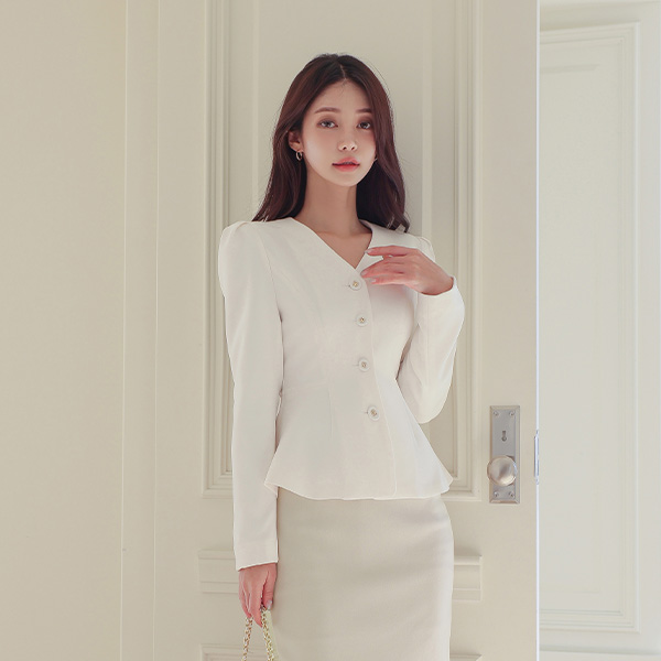 V-neck Peplum Office Jacket