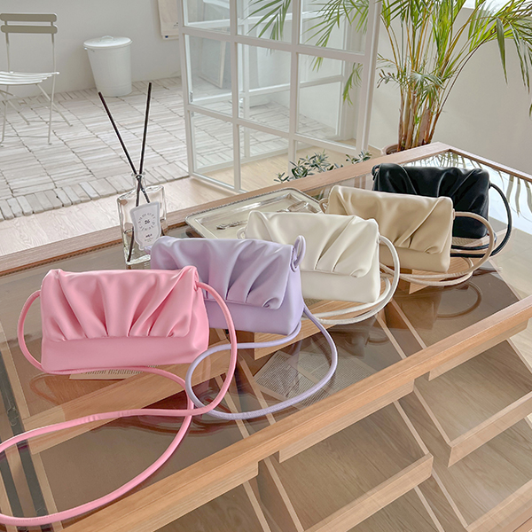 Pastel Color Shirring Cross Bag