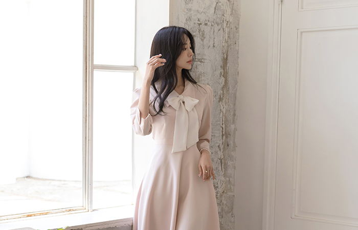 Romantic Ribbon-Tie A-line Long Dress