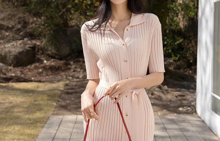 아뜰리 Polo Corduroy Knit Long Dress