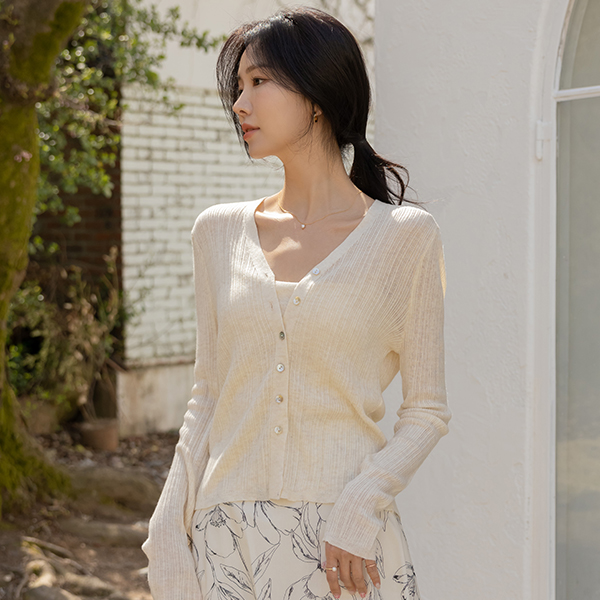 Soft Fabric slender Corduroy-Line Cardigan