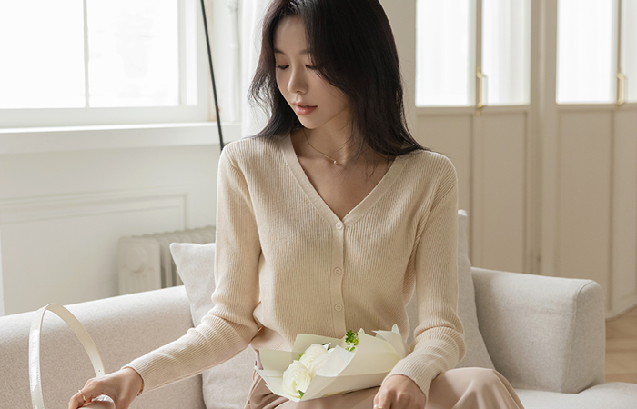 minimal Two-way Button Daily Knit Cardigan