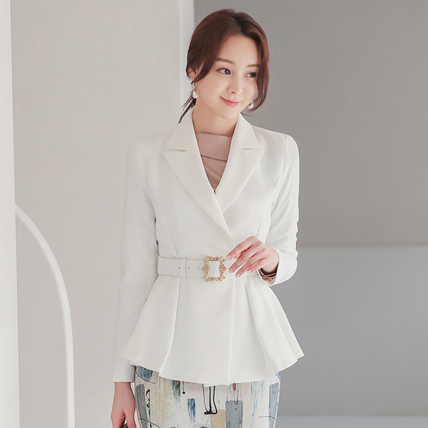 Twinkle Square Gold Belt Peplum Span Jacket