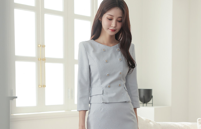 Glory Double-button Jacket layered Dress