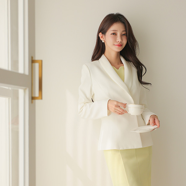 Jane Shawl Collar Square Double Button A-line Jacket
