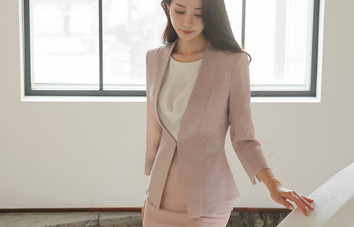 Blanc Wave No-collar Double Peplum Jacket(summer)