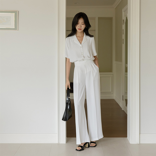 밀러 Soft Pintuck Set-up Wide Slacks