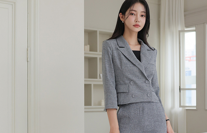 Jane Double-button Linen quality Span Jacket